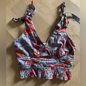 Cleobella Floral V-Neck Crop Top